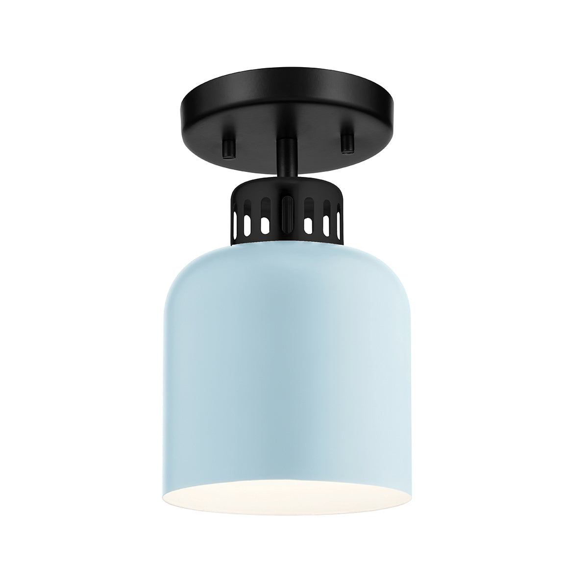 York Black Duo-Mount Industrial Pendant - Pale Blue Canister Shade