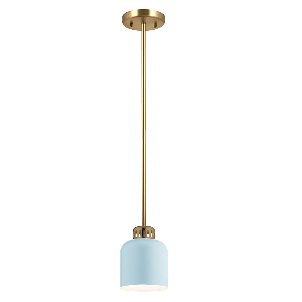 York Brass Duo-Mount Industrial Pendant - Pale Blue Canister Shade