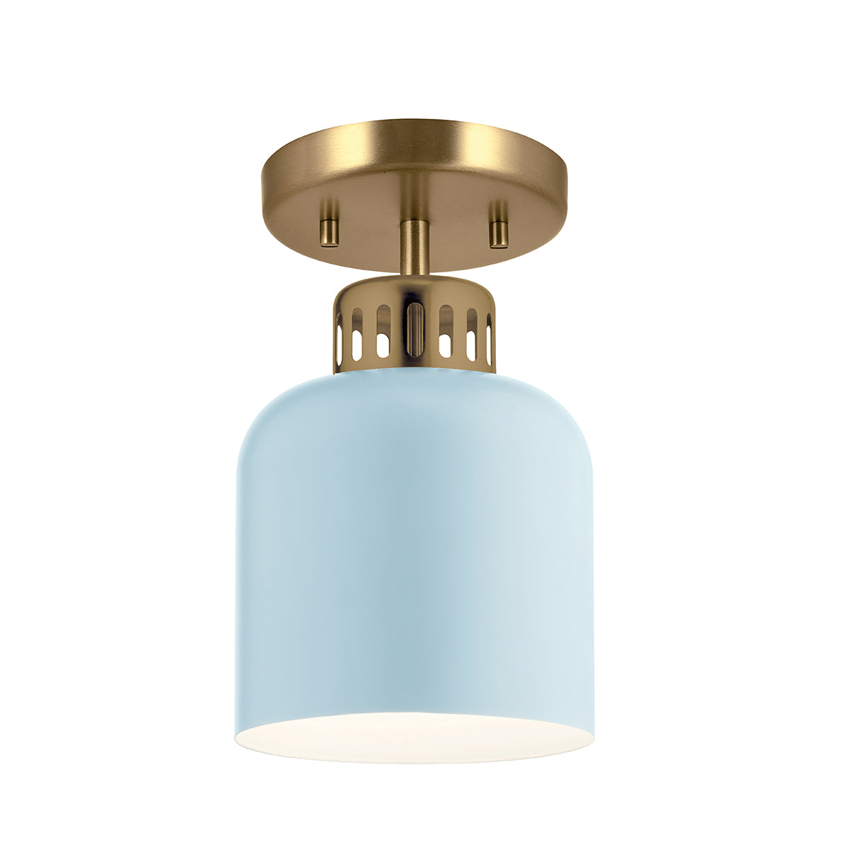 York Brass Duo-Mount Industrial Pendant - Pale Blue Canister Shade