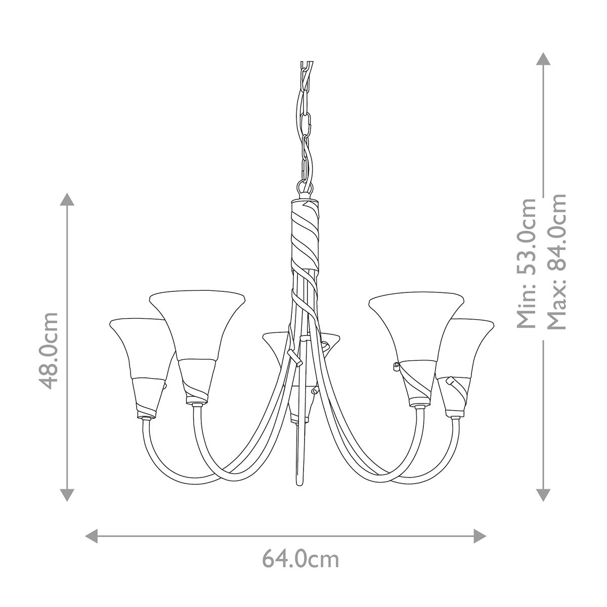 Elstead Emily 5 Light Copper Chandelier Ceiling Light
