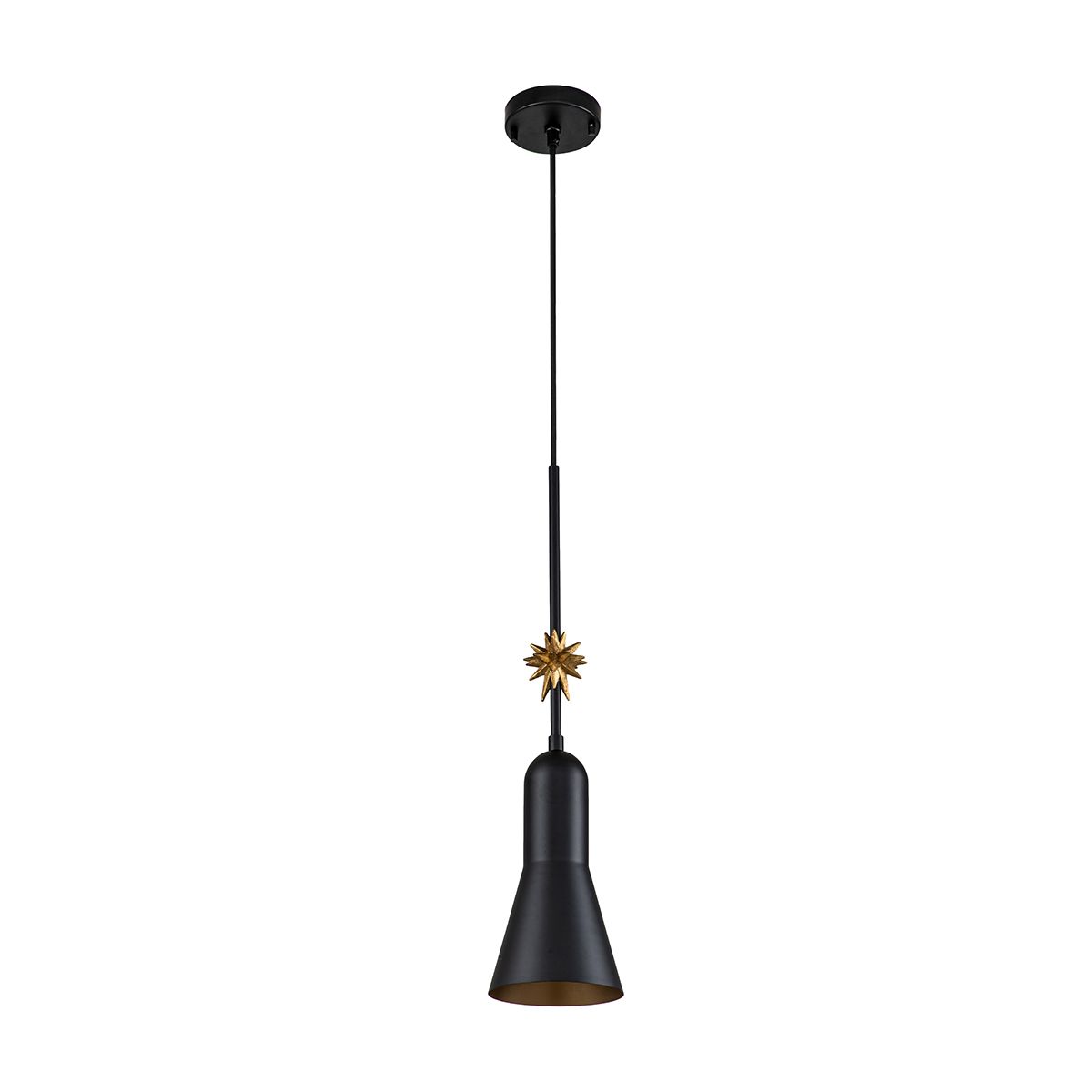 Etoile Matte Black and Gold Leaf Small Ceiling Pendant Light
