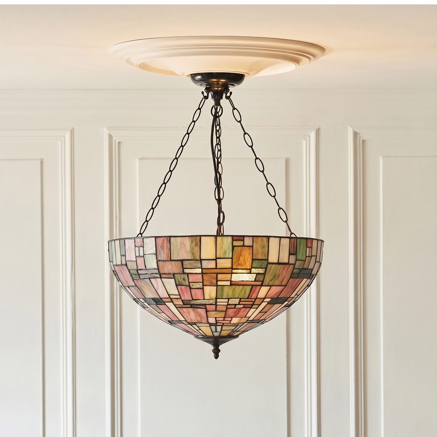 Falling Water Inverted Tiffany Ceiling Light (ADJ Chain)