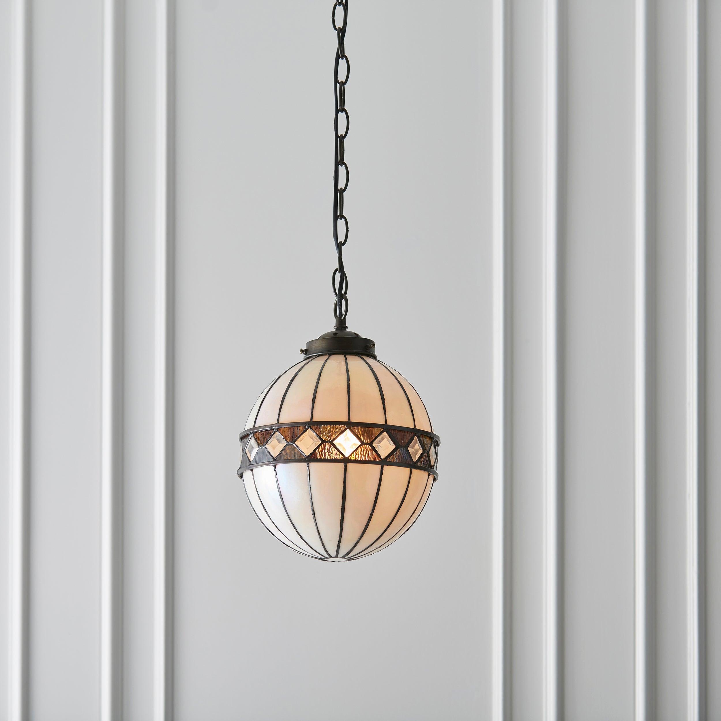fargo tiffany medium sphere pendant light adjustable chain Hallway Lighting Close Up