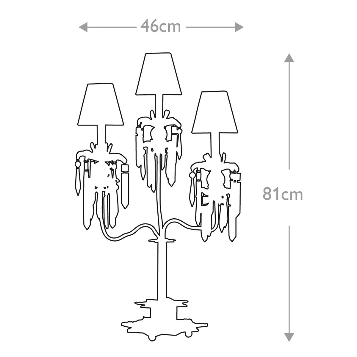 Flambeau Birdland 3 Arm Table Lamp With Crystals