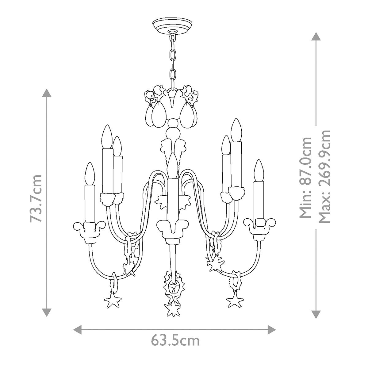 Flambeau Mignon Gold & Silver 8 Arm Chandelier