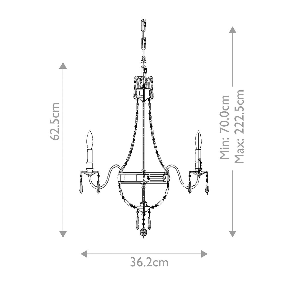 Feiss Bellini 4 Light Bronze & Quartz Crystal Chandelier