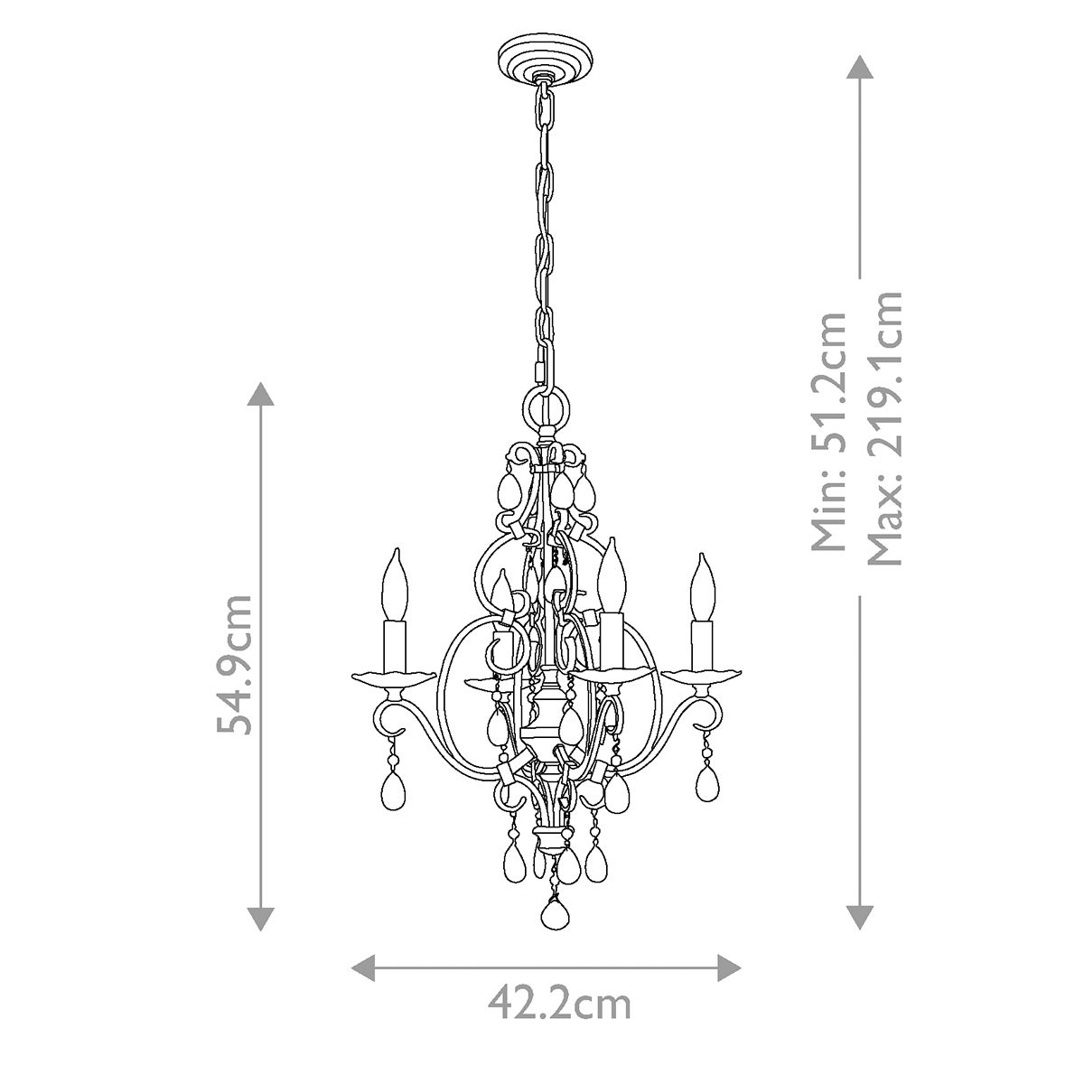 Feiss Chateau 4 Light Bronze Chandelier - Crystal Drops
