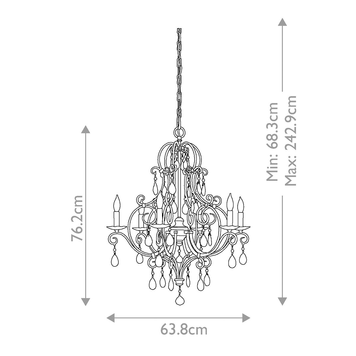Feiss Chateau 6 Light Bronze Chandelier - Crystal Drops
