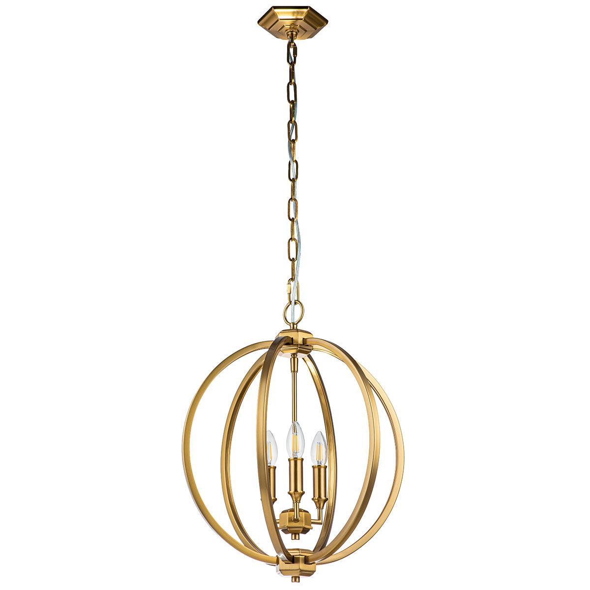 Feiss Corinne 3 Light Medium Brass Pendant-WAREHOUSE-40-260626