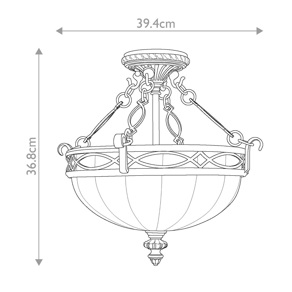 Feiss Drawing Room Semi Flush Chain And Bowl Ceiling Light