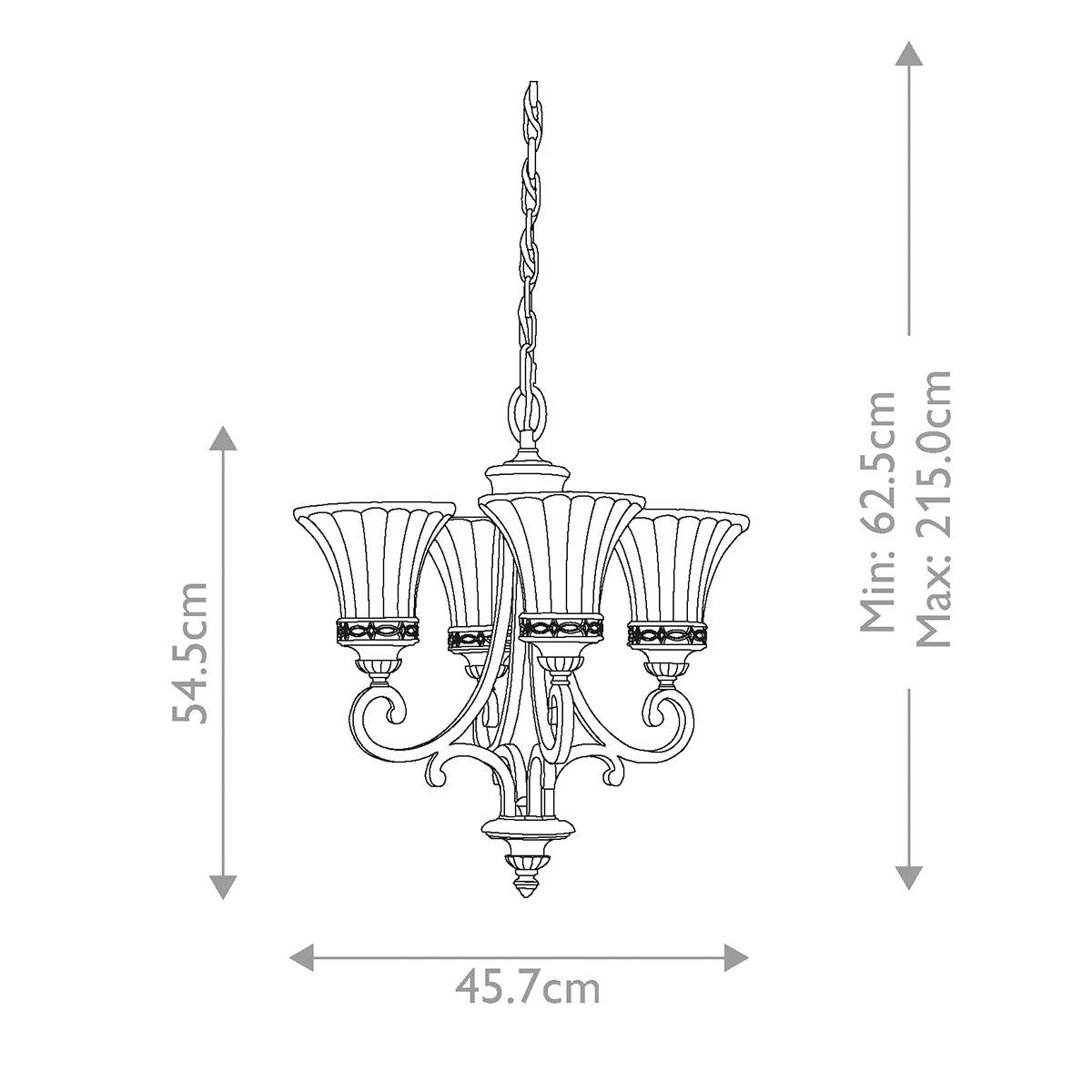 Feiss Drawing Room 4 Light Walnut Chandelier