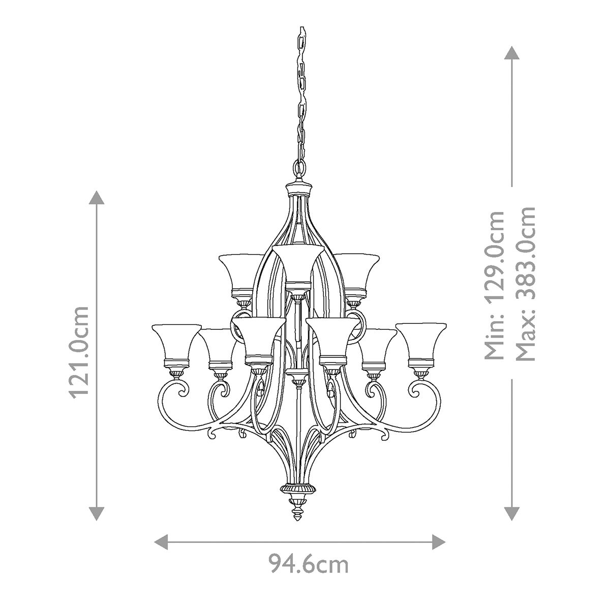 Feiss Drawing Room 9 Light Walnut Chandelier