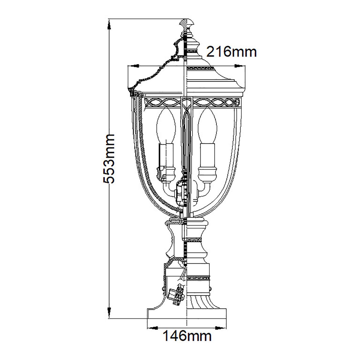 Feiss English Bridle Black Medium Outdoor Pedestal Lantern
