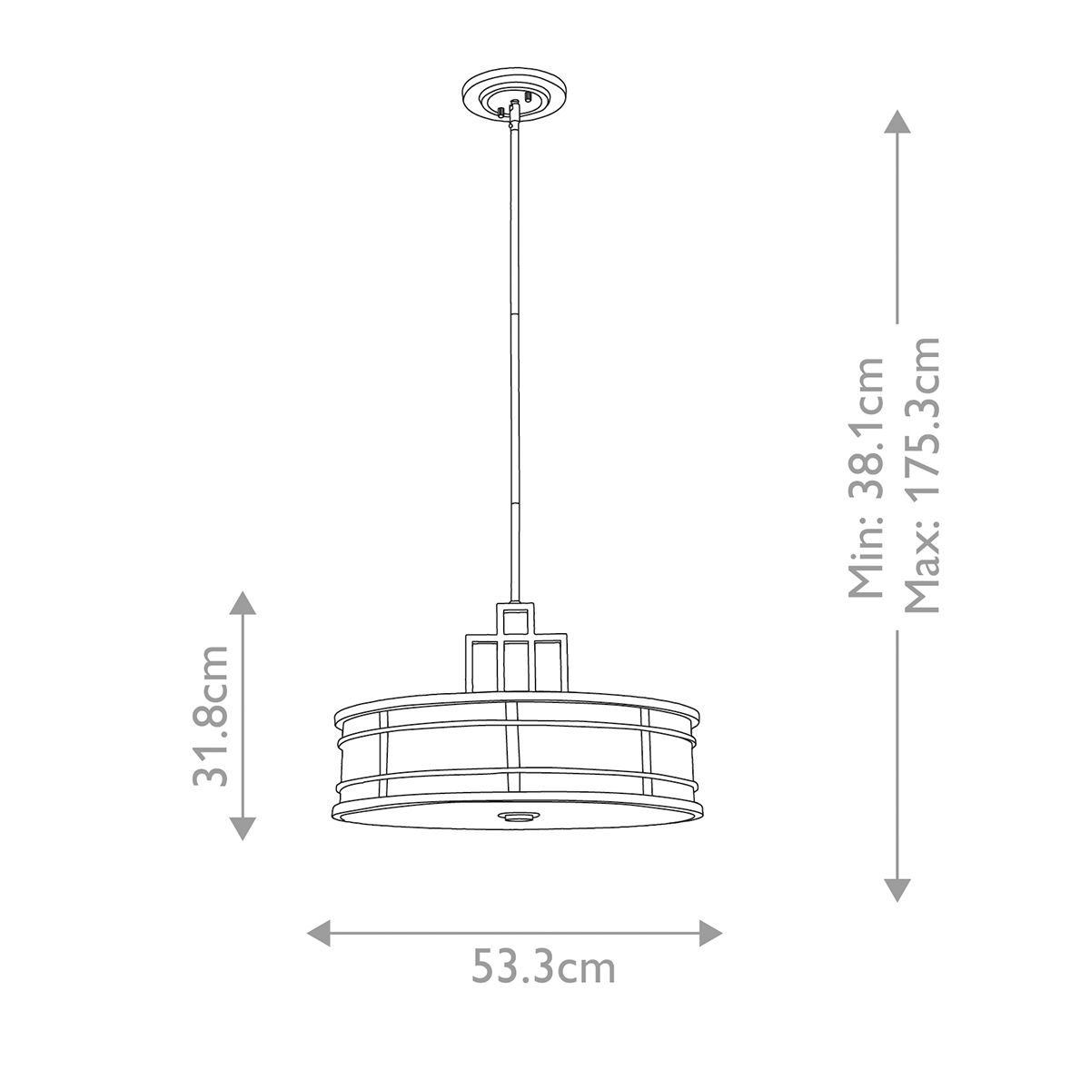 Feiss Fusion 3 Light Grecian Bronze Pendant Ceiling Light
