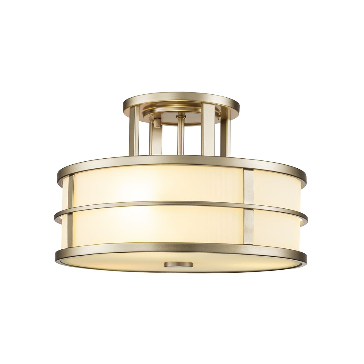 Fusion 3 Light Brass Art Deco Semi Flush Ceiling Light