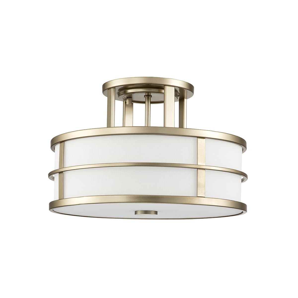 Fusion 3 Light Brass Art Deco Semi Flush Ceiling Light