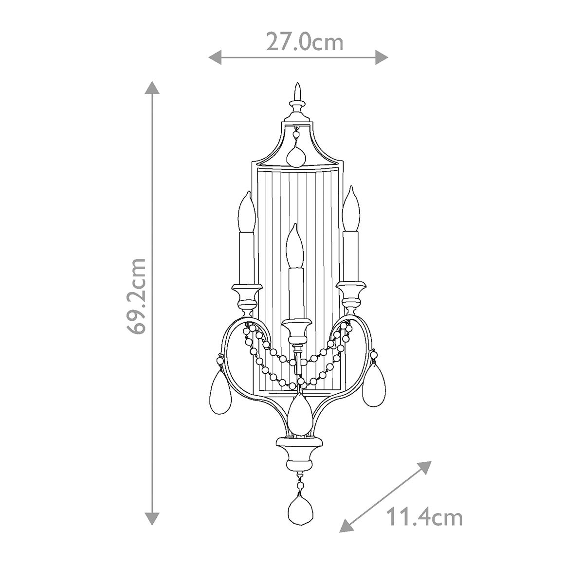 Feiss Gianna 3 Light gilded Silver Wall Light