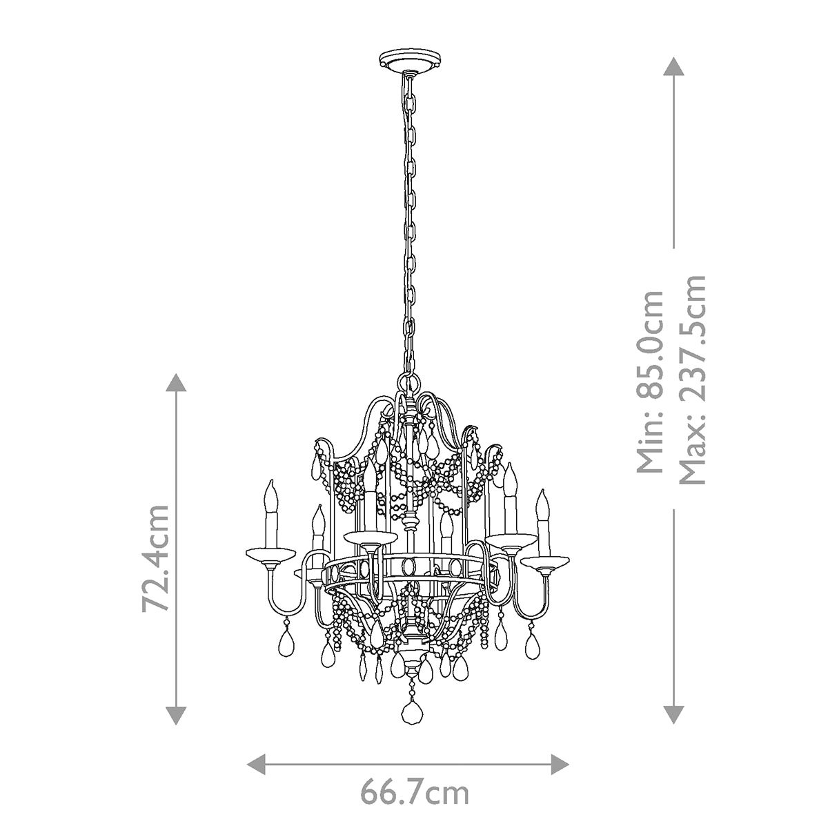 Feiss Gianna 6 Light Gilded Silver Chandelier