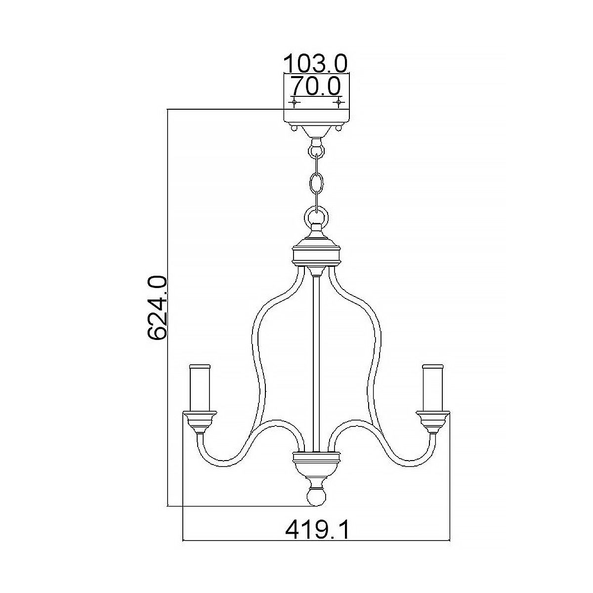 Feiss Hartsville 3 Light Chandelier - Chalk Washed Beechwood