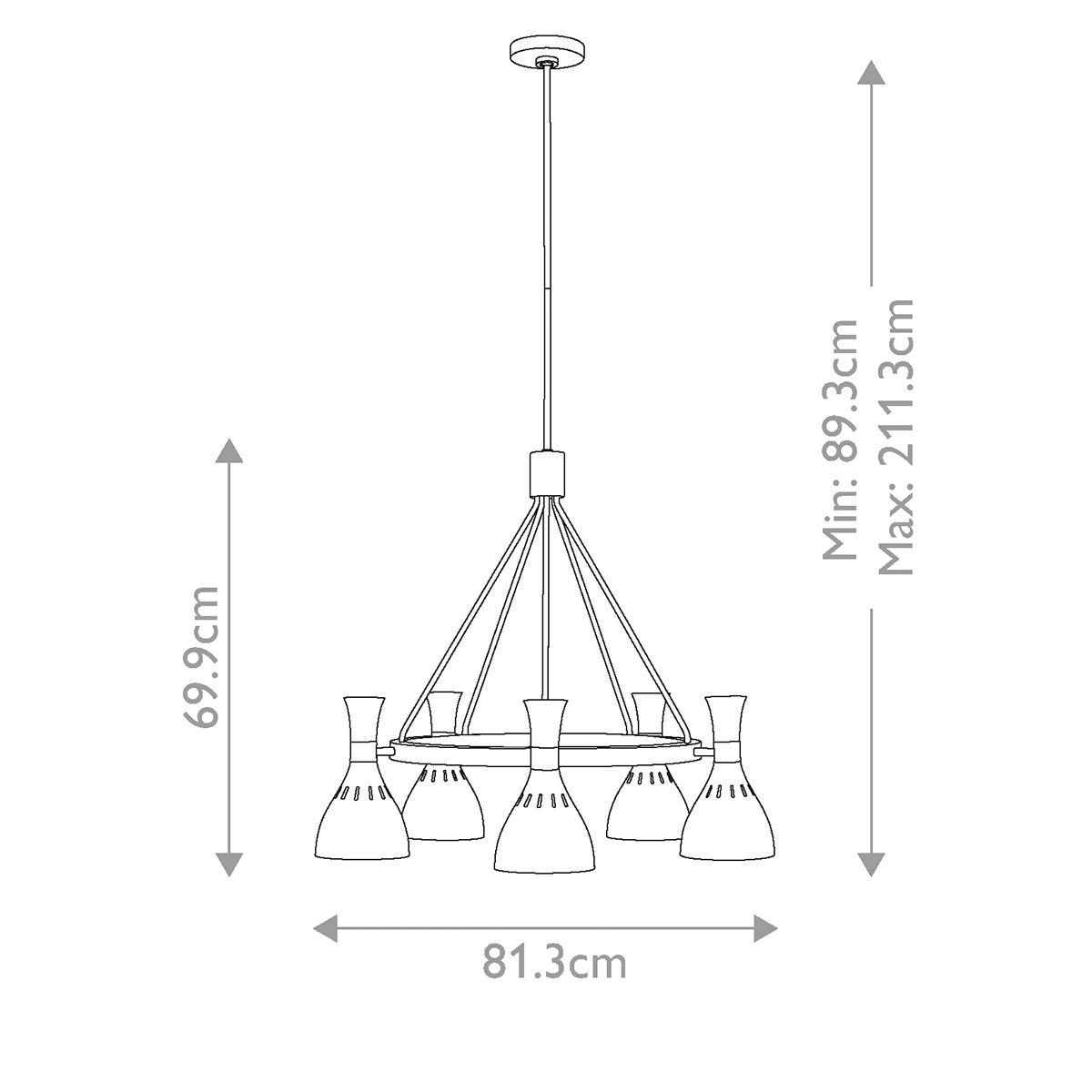 Feiss Joan 5 Light Black & Brass Chandelier Ceiling Light
