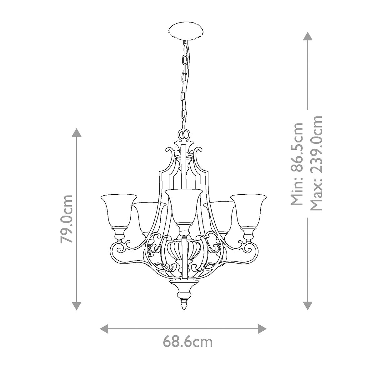 Feiss Kelham Hall Gold & Bronze 5 Light Chandelier-warehouse-clearance-140826
