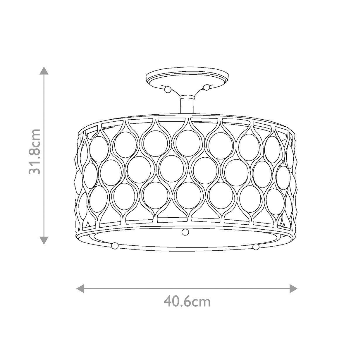 Feiss Lucia Semi-Flush Burnished Silver & Crystal Ceiling Light