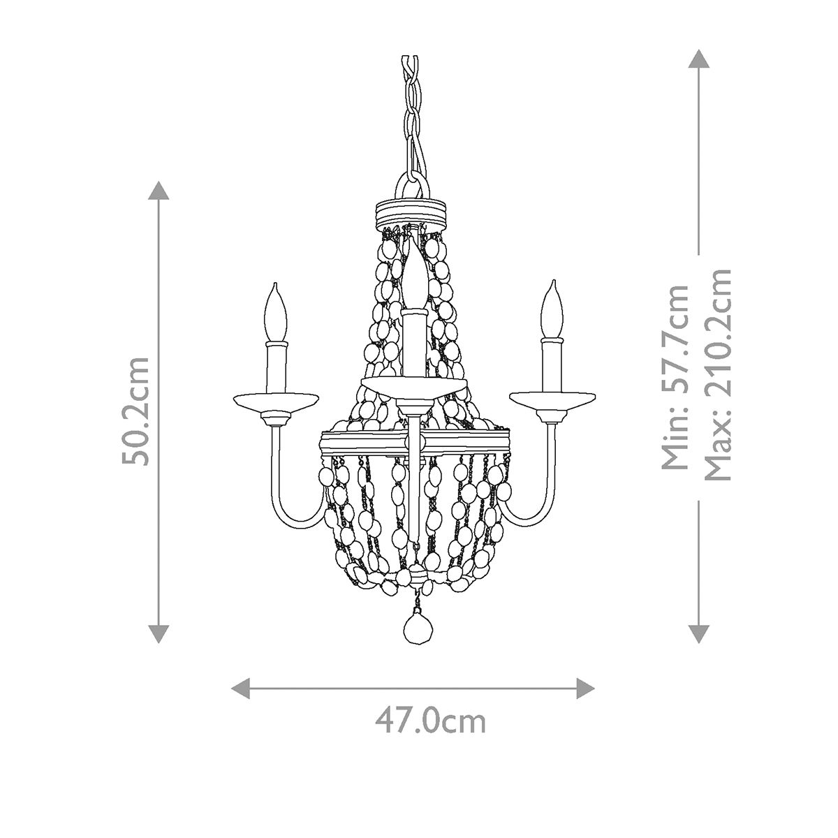 Feiss Malia 3 Light Chandelier Ceiling Light - Polished Nickel