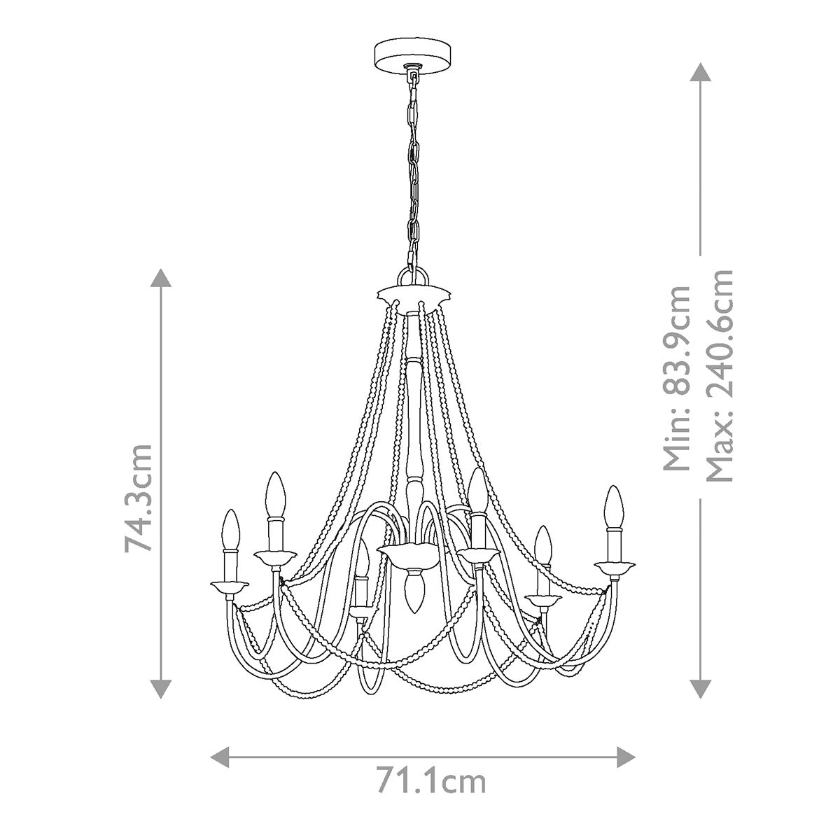 Feiss Maryville 6 Light Grey Chandelier