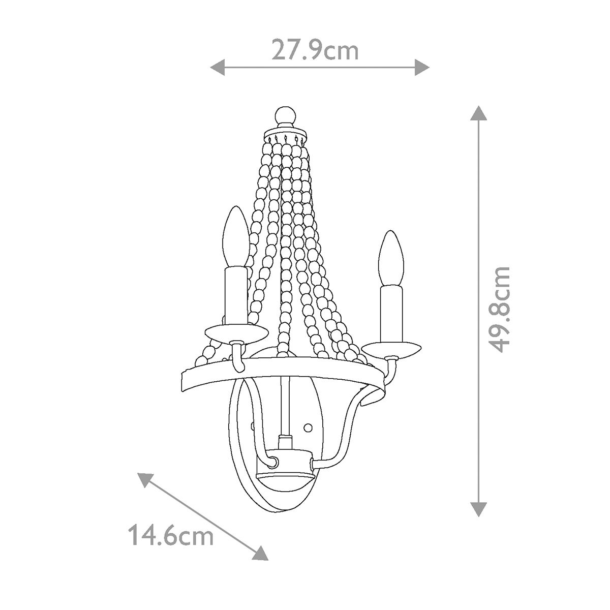 Feiss Nori 2 Light Zinc & Grey Beaded Wall Light