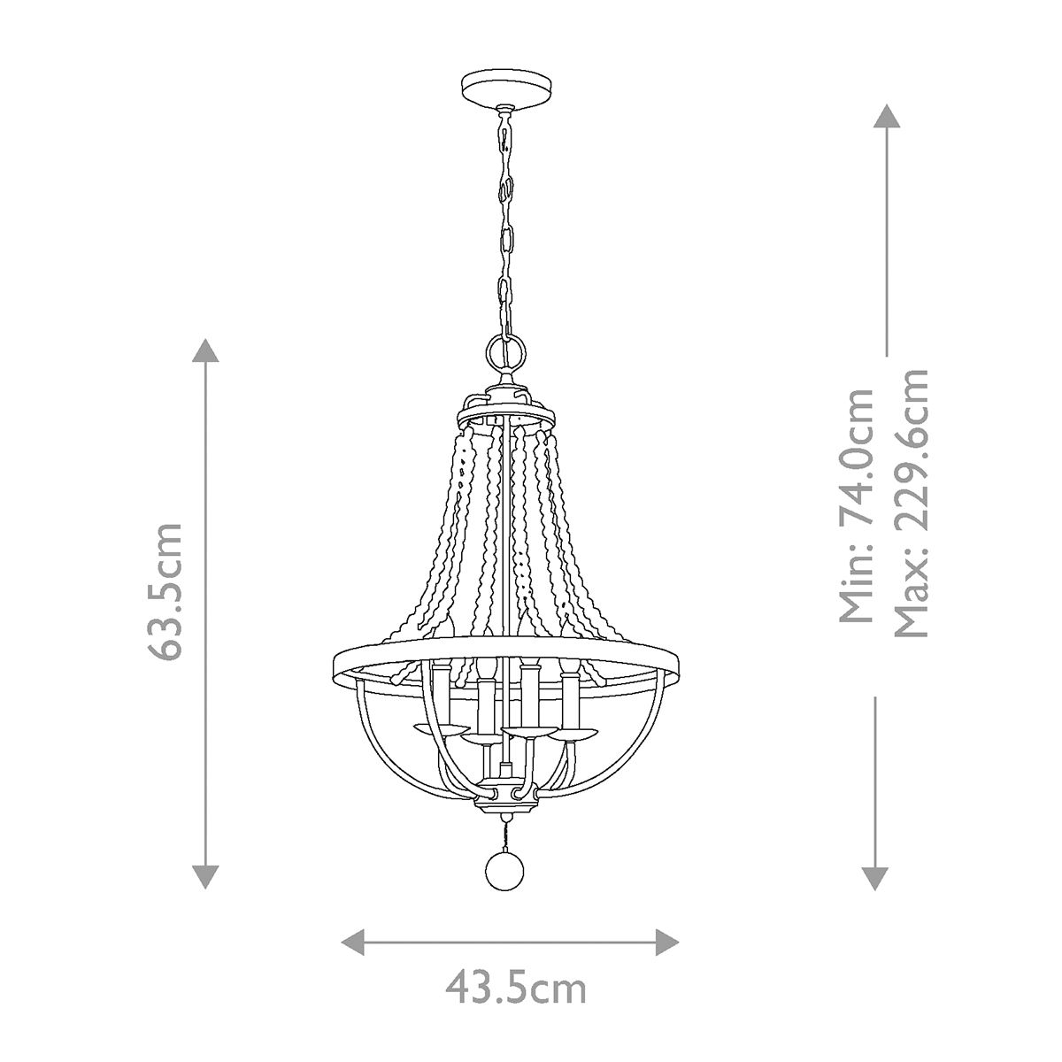 Feiss Nori 4 Light Zinc & Wood Bead Chandelier