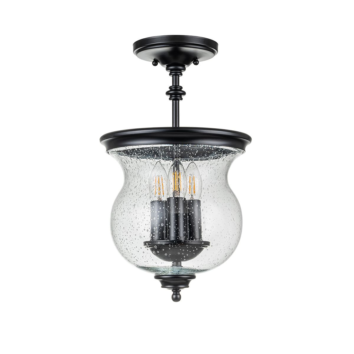 Pickering Lane 3 Light Black Hallway Semi-Flush Ceiling Light by Feiss Lighting FE-PICKERING-LANE-SF-BLK