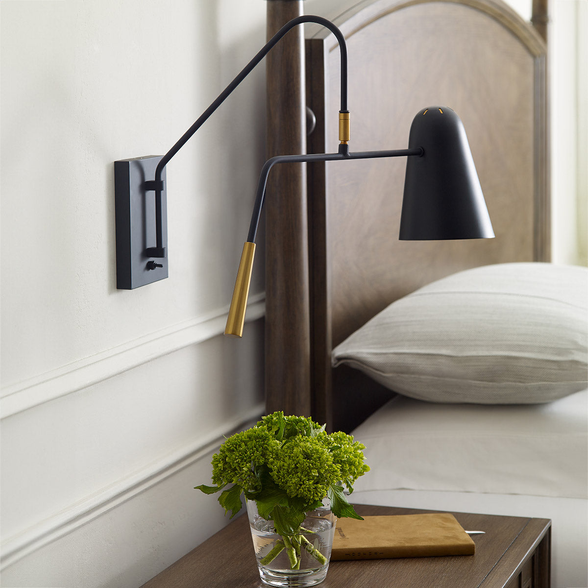 Feiss Simon 1 Light Black Wall Light