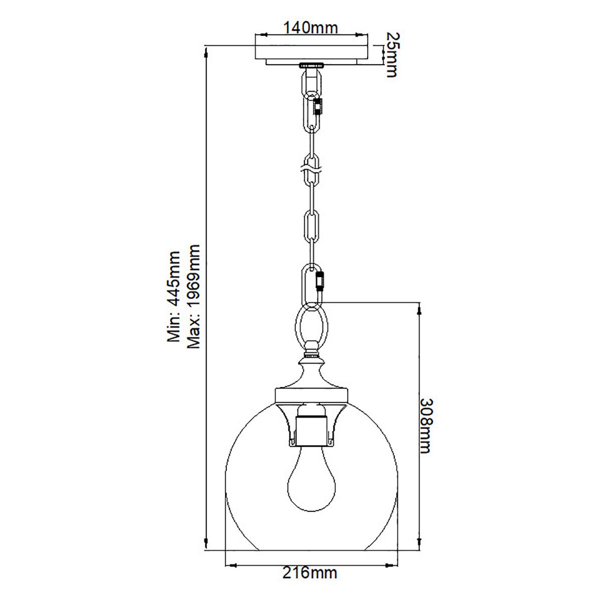 Feiss Tabby 1 Light Mini Pendant - Clear Glass Shade
