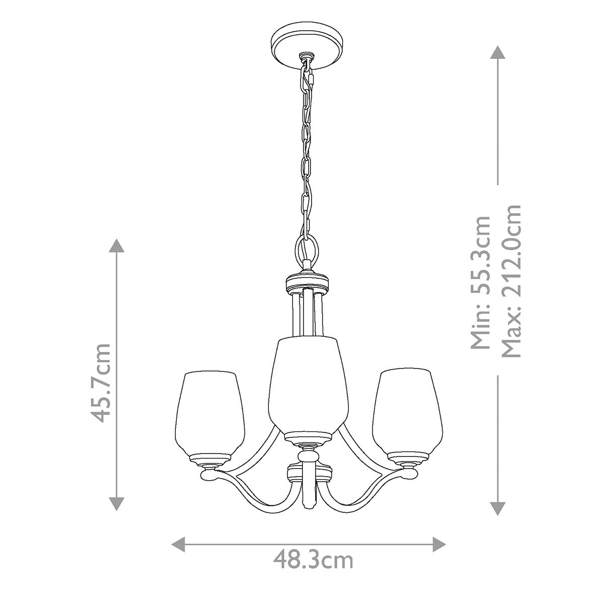 Feiss Vintner 3 Light Chandelier Ceiling Light - Satin Nickel