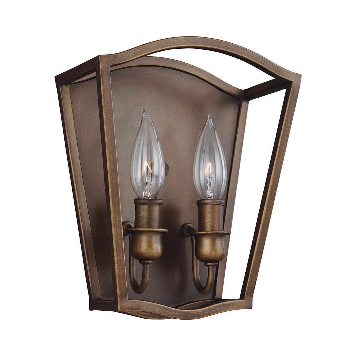 Feiss Yarmouth 2 Light Painted Aged Brass Wall Light-warehouse-180926
