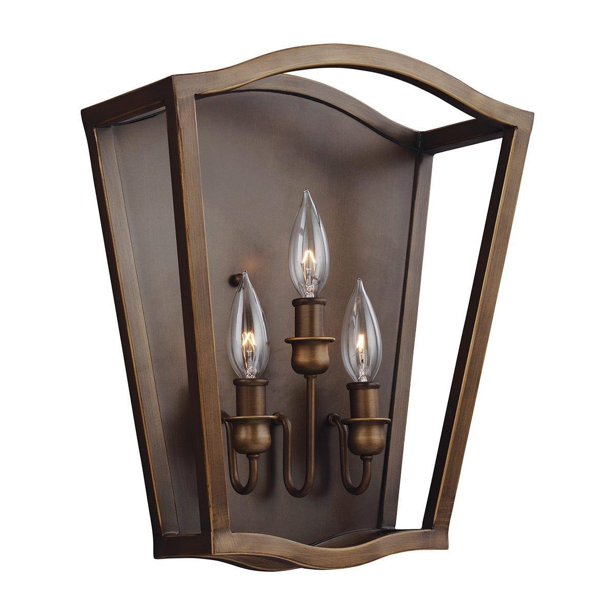Feiss Yarmouth 3 Light Painted Aged Brass Wall Light-warehouse-clearance-140826