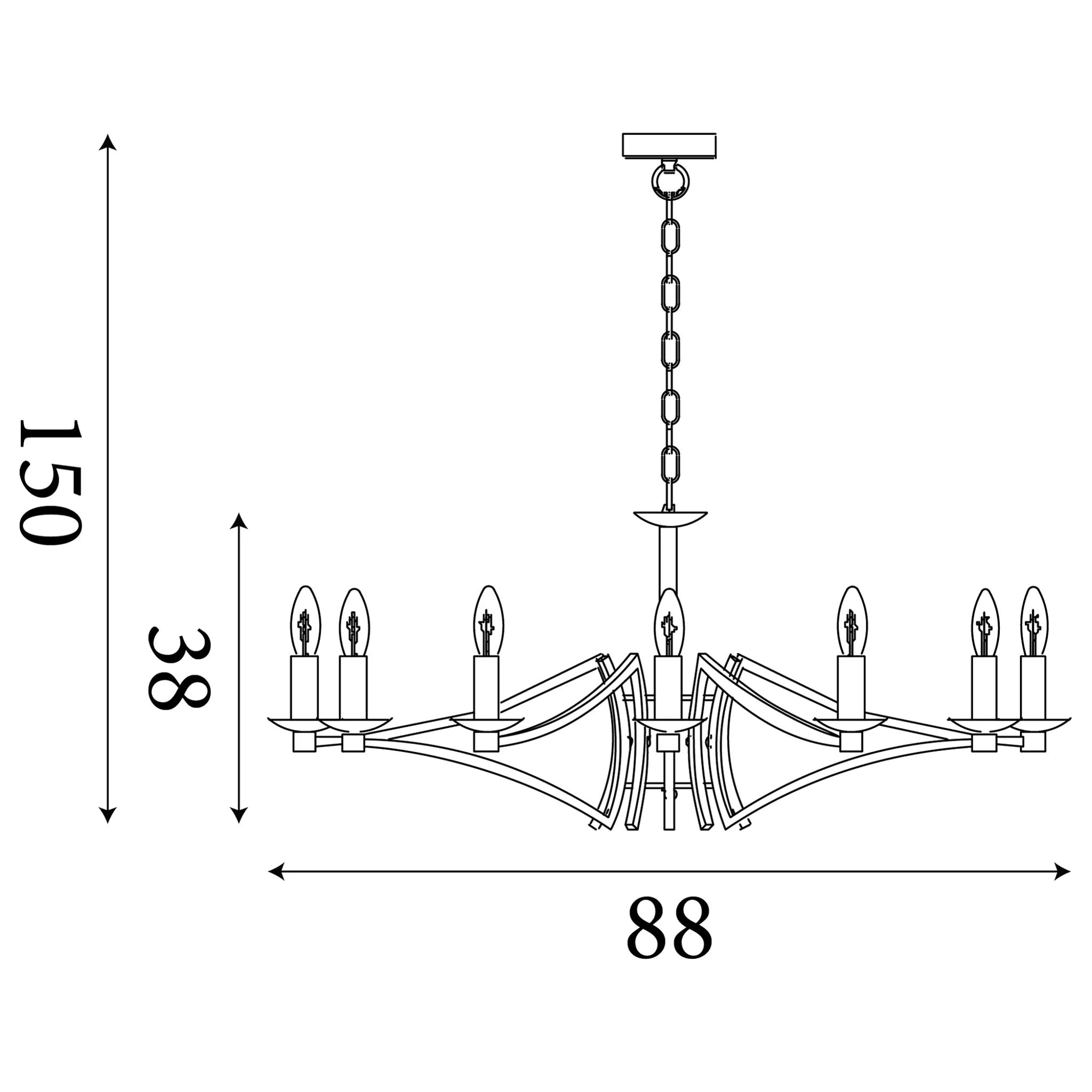 Searchlight Ascot 12 Light Antique Brass Chandelier