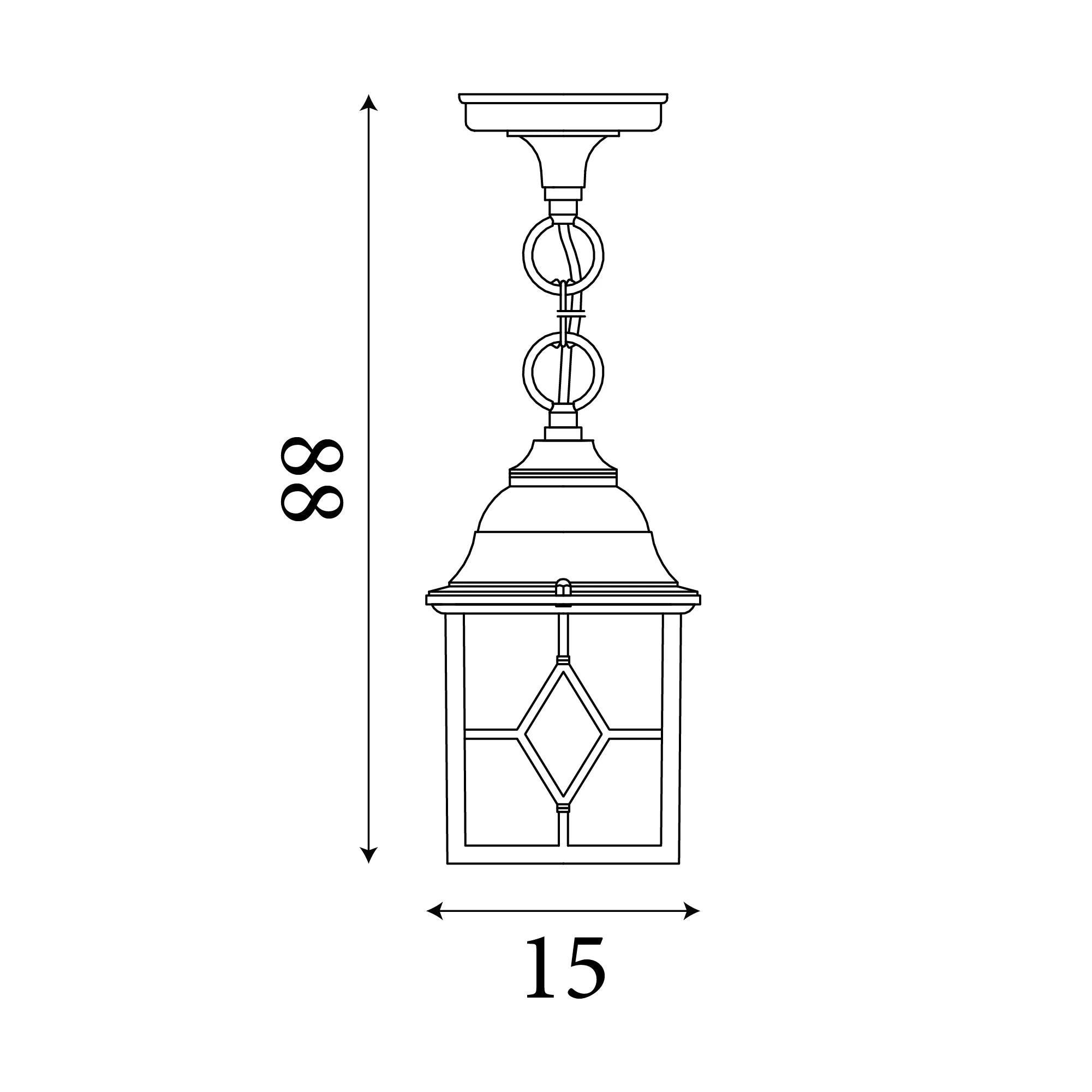 Genoa 1 Light Outdoor Black Silver Pendant - Leaded Glass