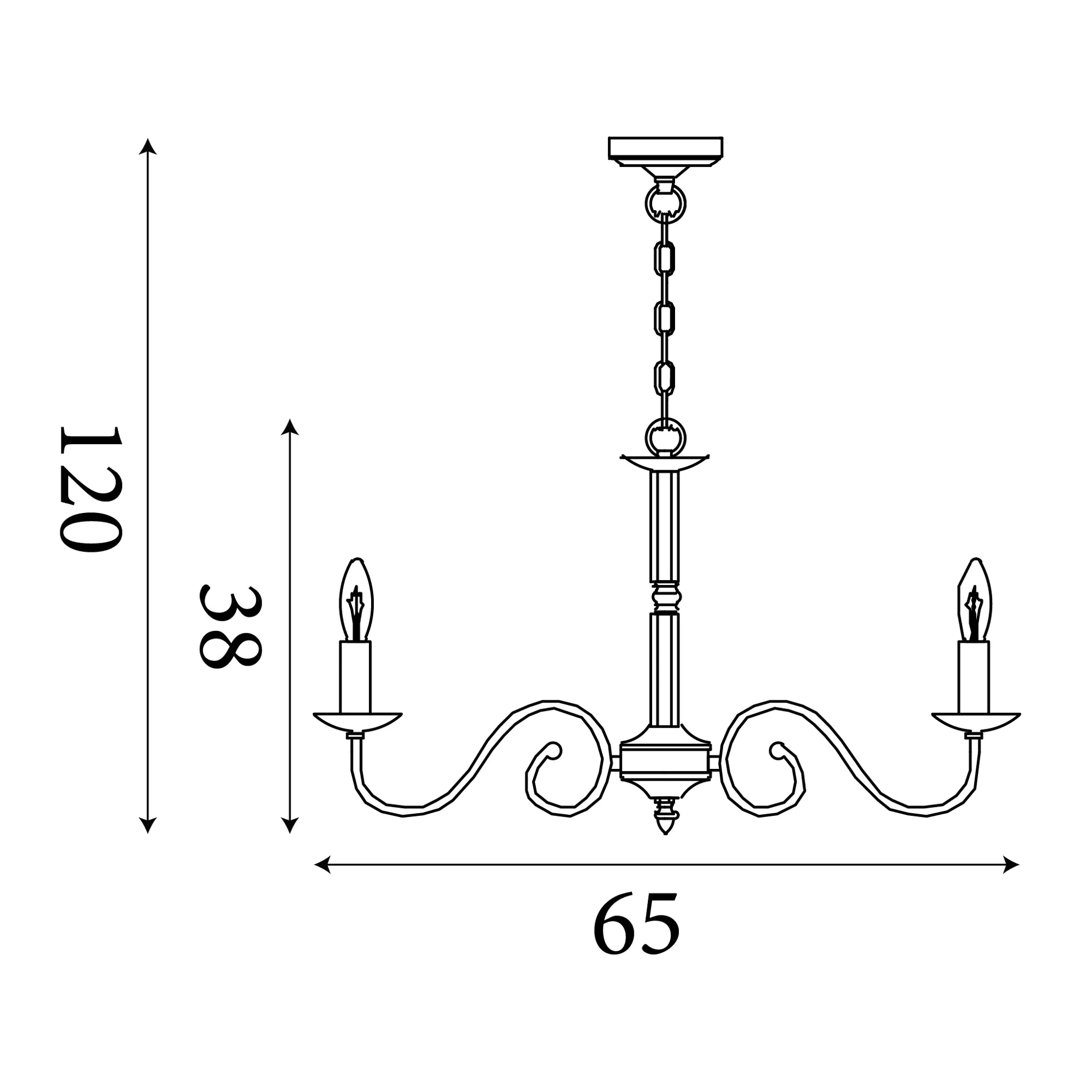 Richmond 8 Light Antique Brass Scroll Arm Chandelier