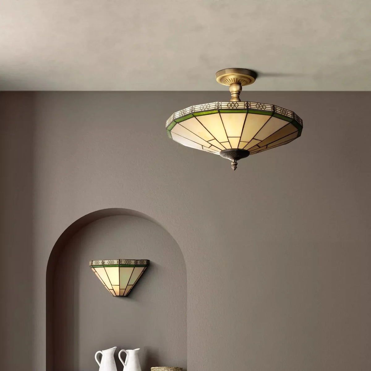 Searchlight New York Semi Flush Tiffany Ceiling Light-warehouse-180926