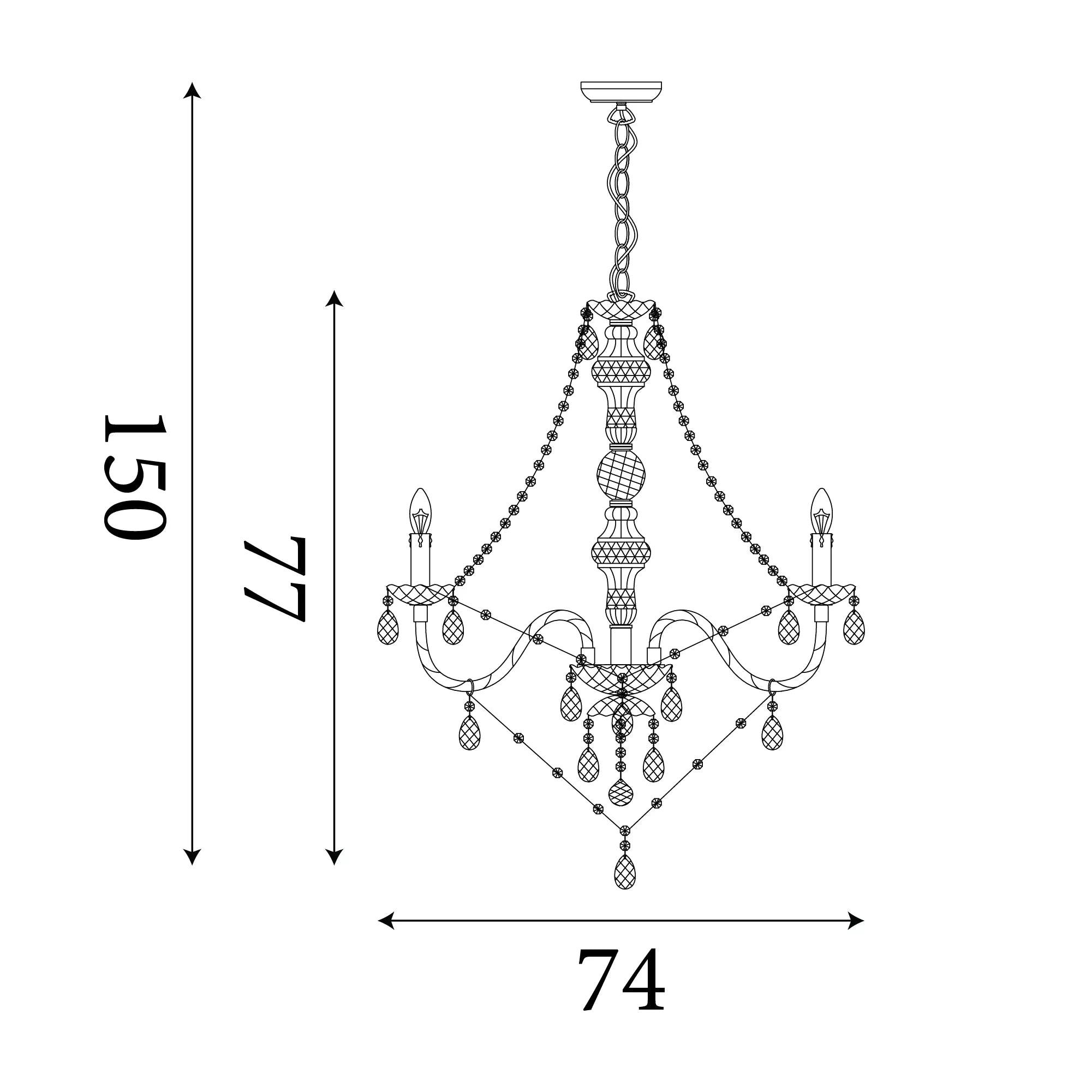 Searchlight Marie Therese 8 Light Grey Acrylic Chandelier