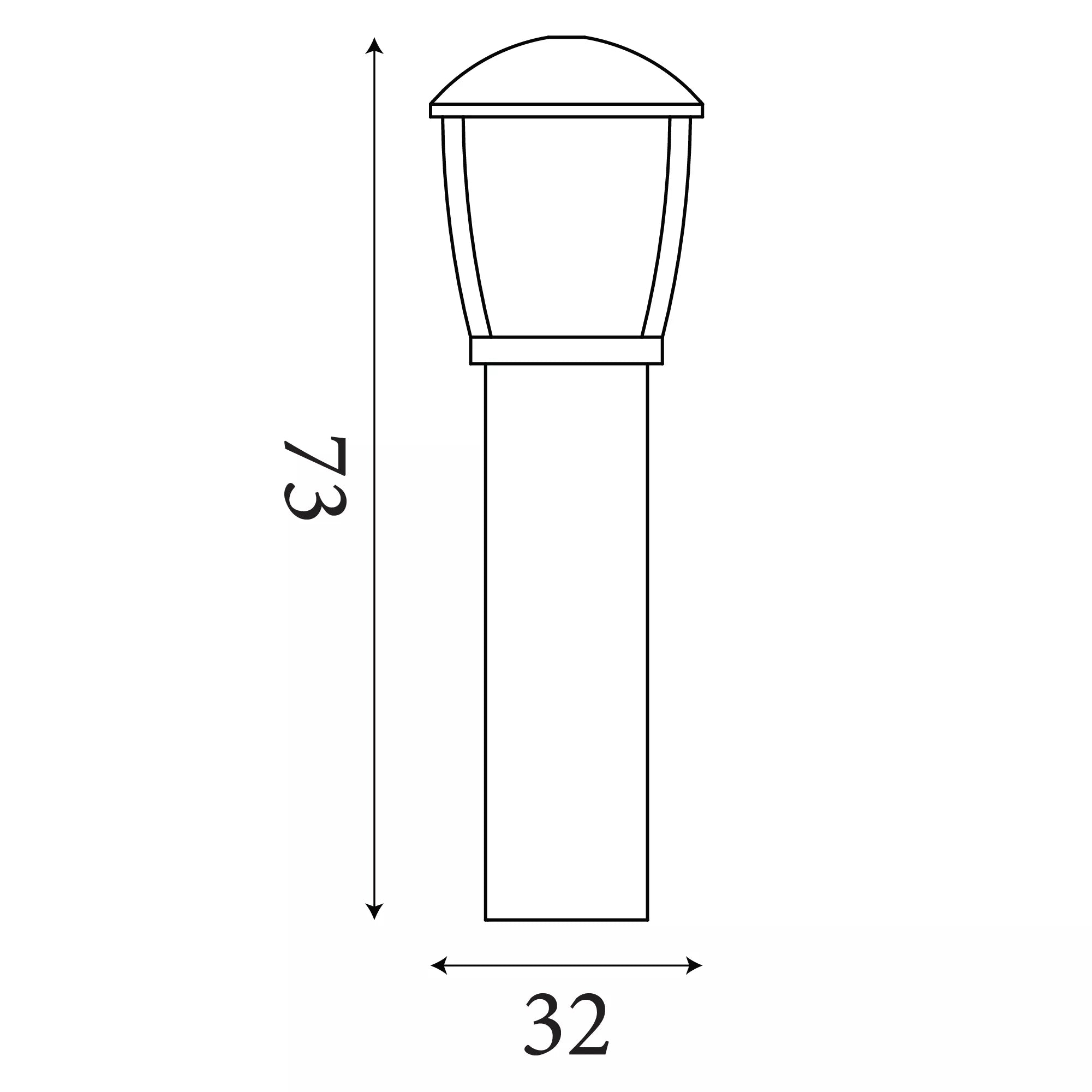 Seattle Black Outdoor Bollard Post 73cm