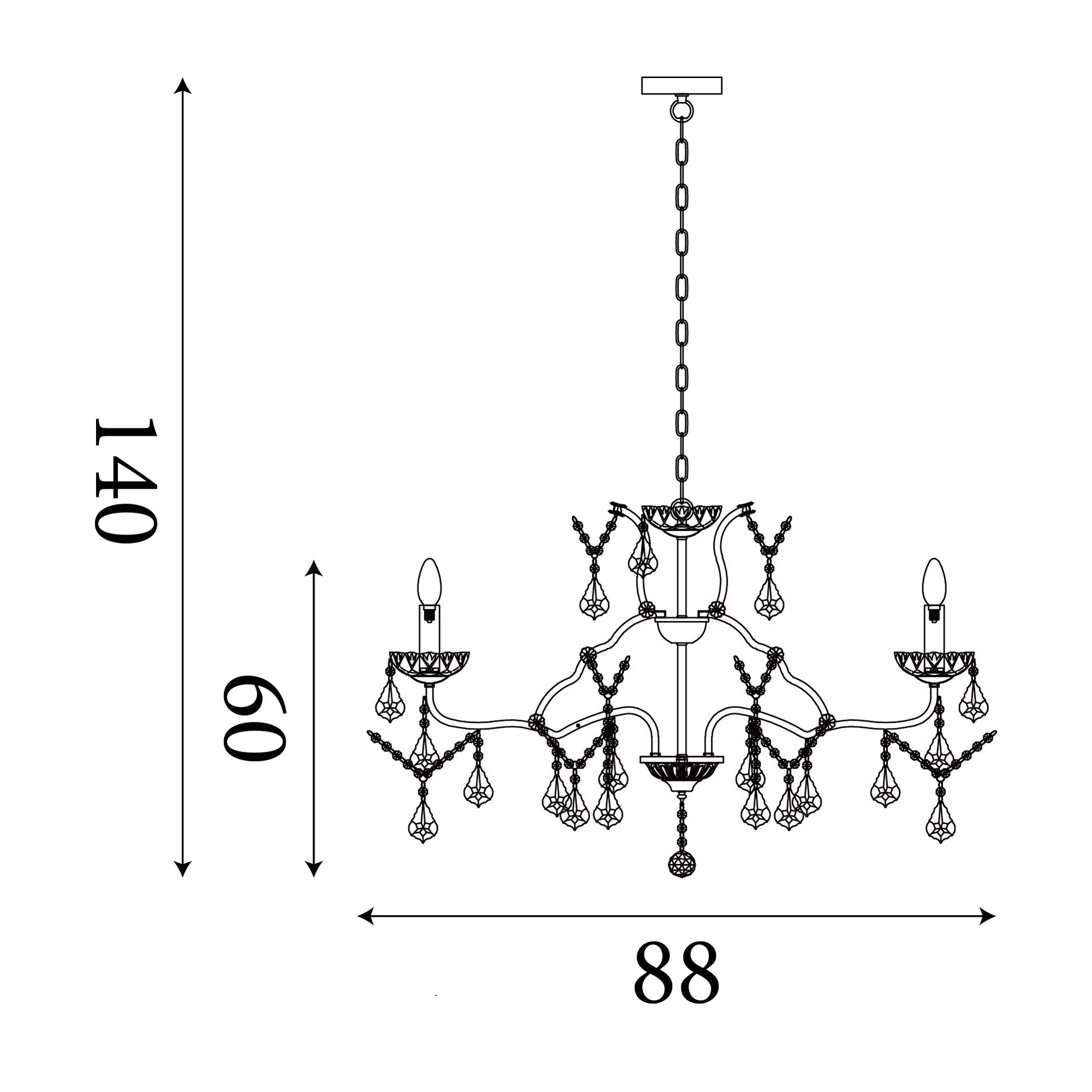 Paris 12 Light Brass/Crystal French Style Chandelier