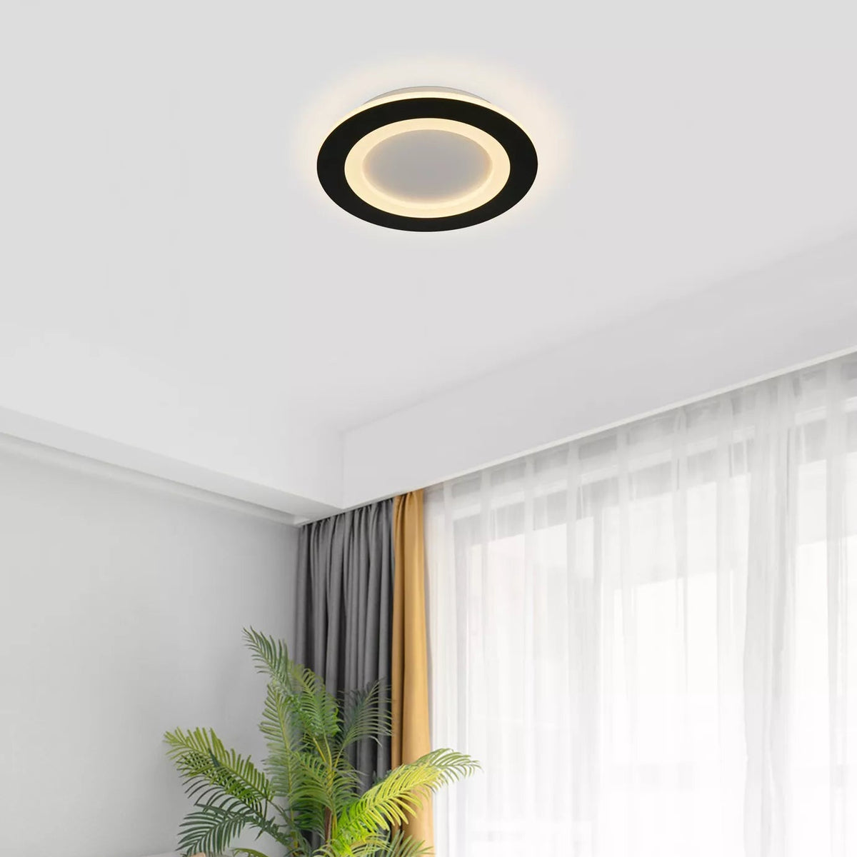 Ringo, Matt Black, Flush Ceiling Light - 3-Stage Dimming
