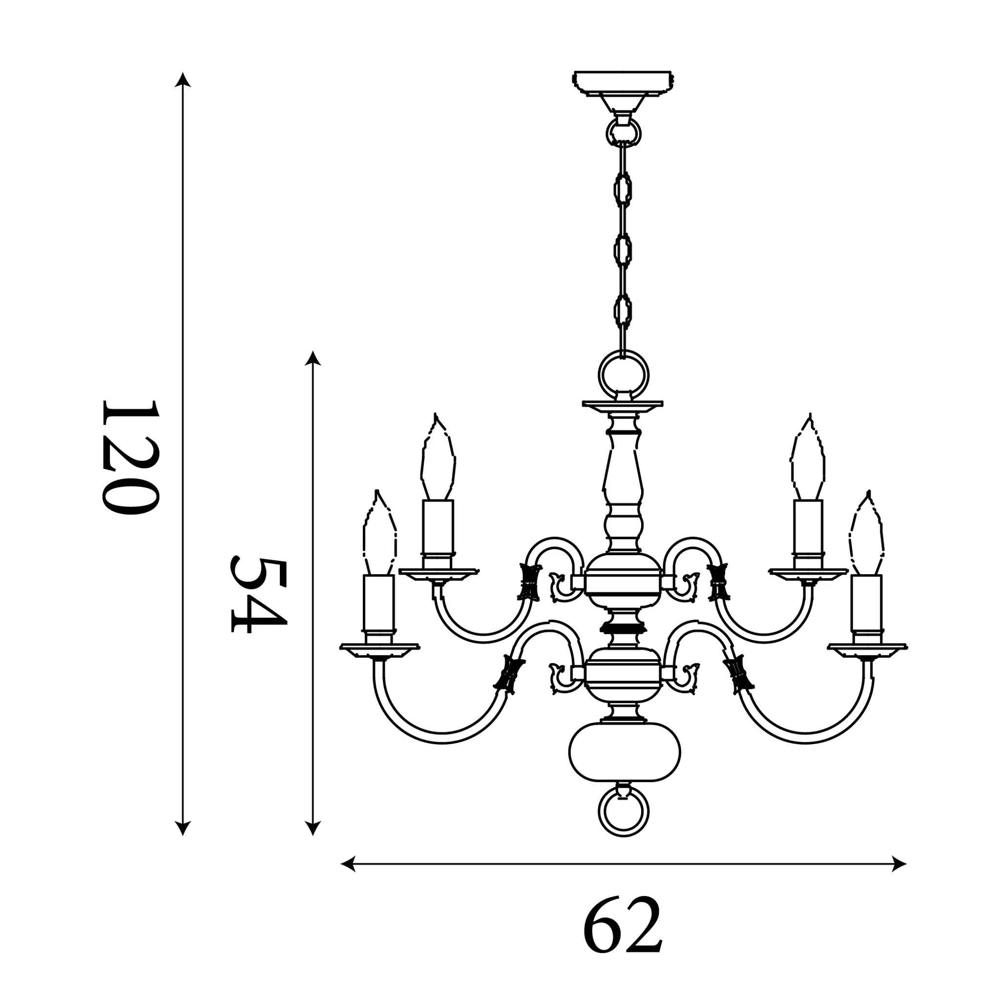 Searchlight Flemish 12 Light Solid Brass Chandelier
