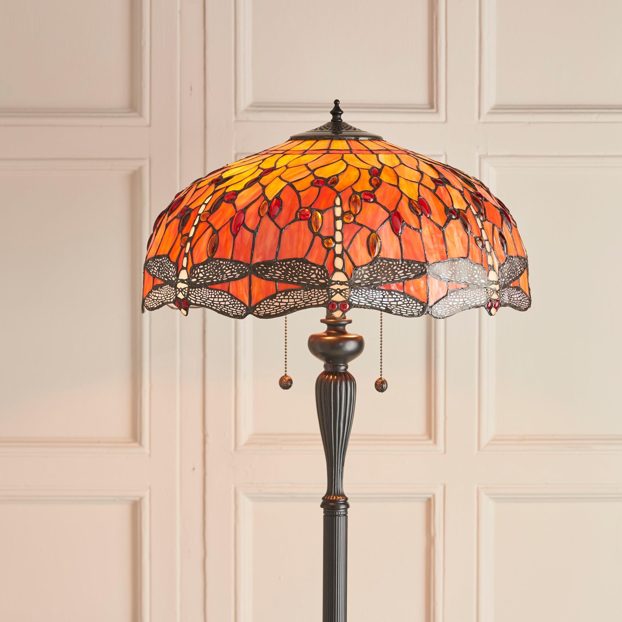 flame dragonfly tiffany floor lamp 1 Hallway Lighting Image