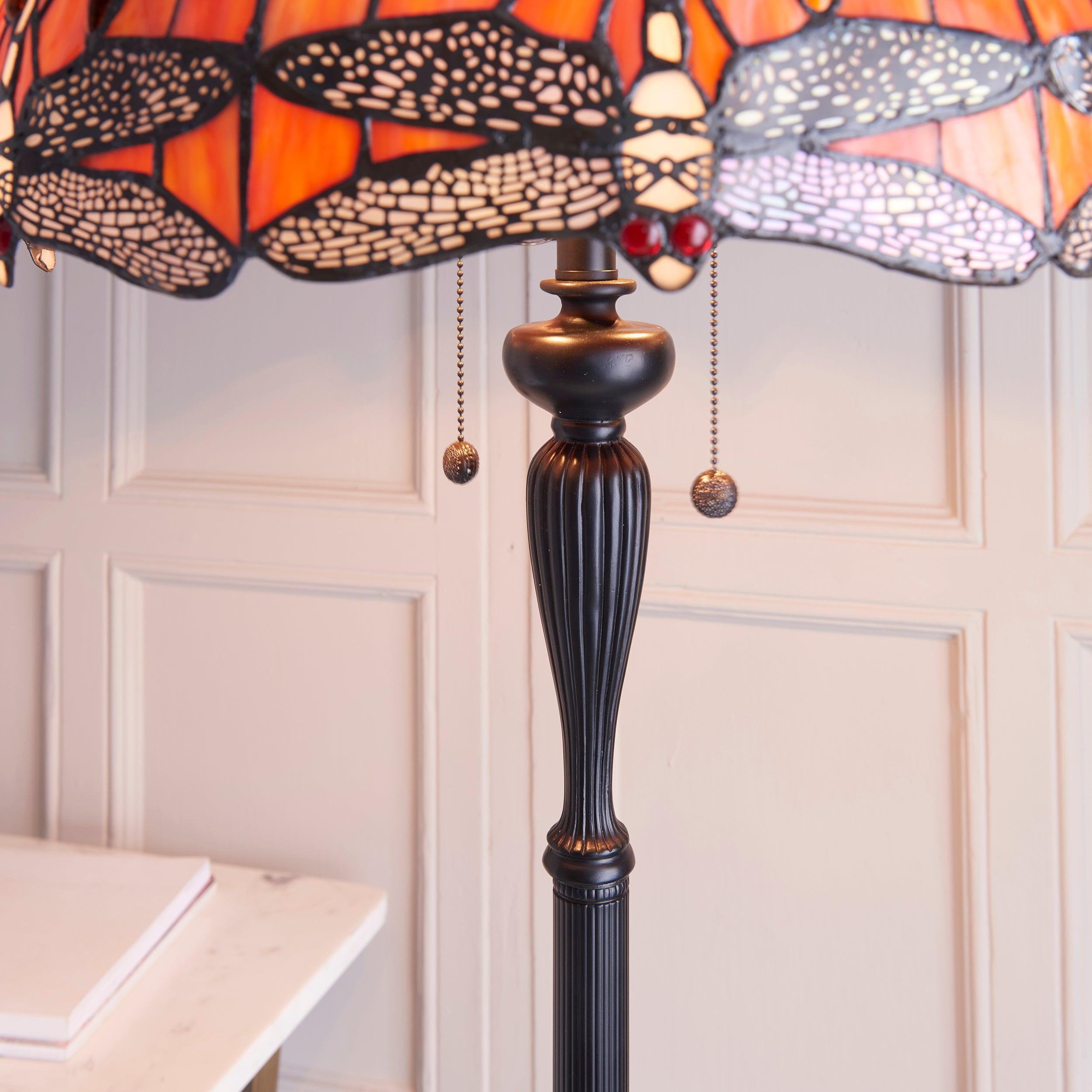 flame dragonfly tiffany floor lamp 1