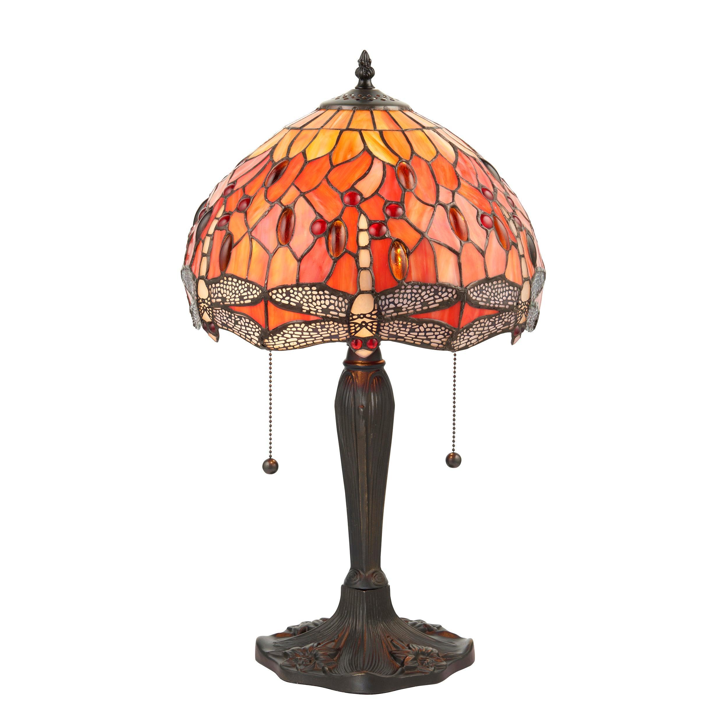 flame dragonfly medium tiffany lamp close up image