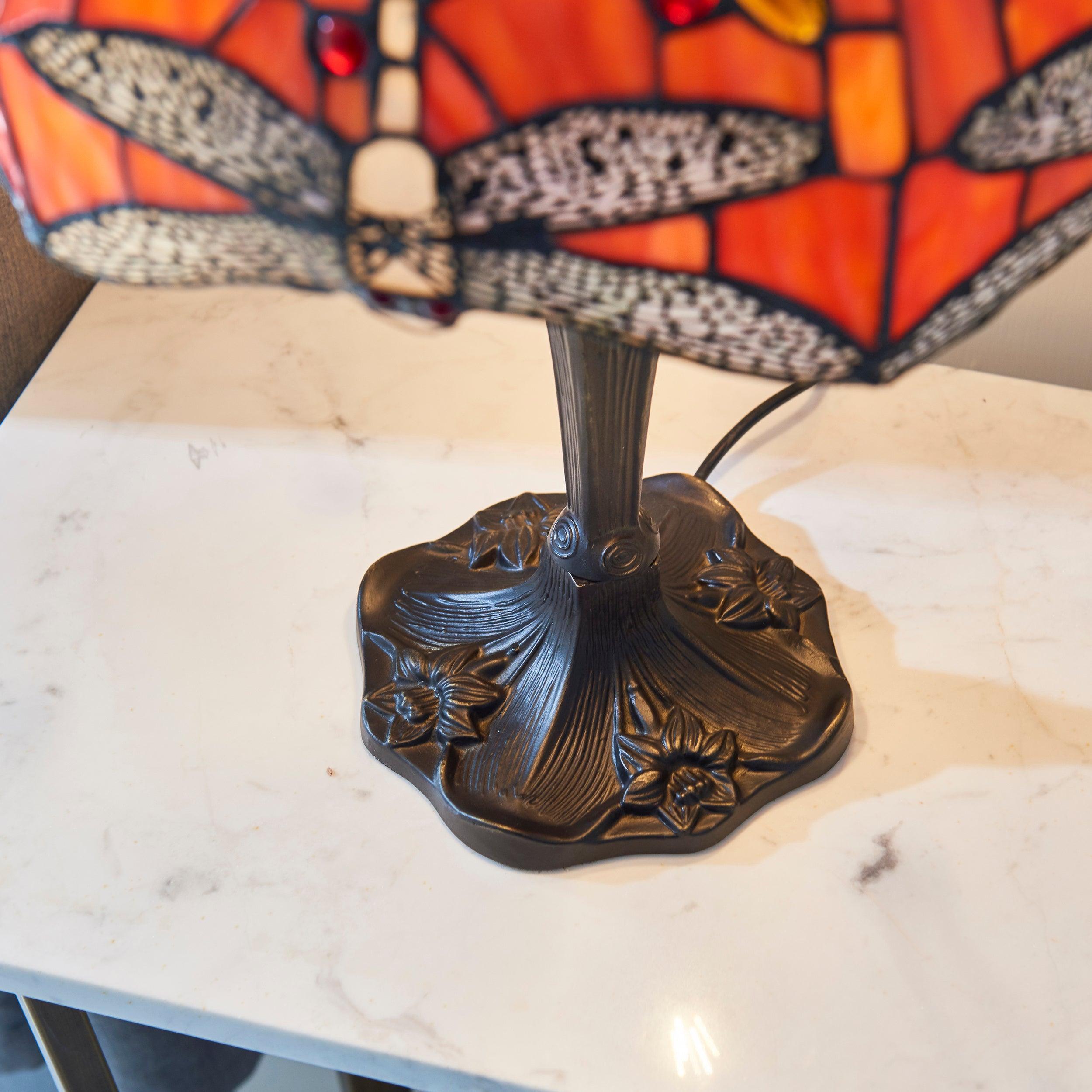 flame dragonlfy large tiffany lamp Bedroom Lighting lit image