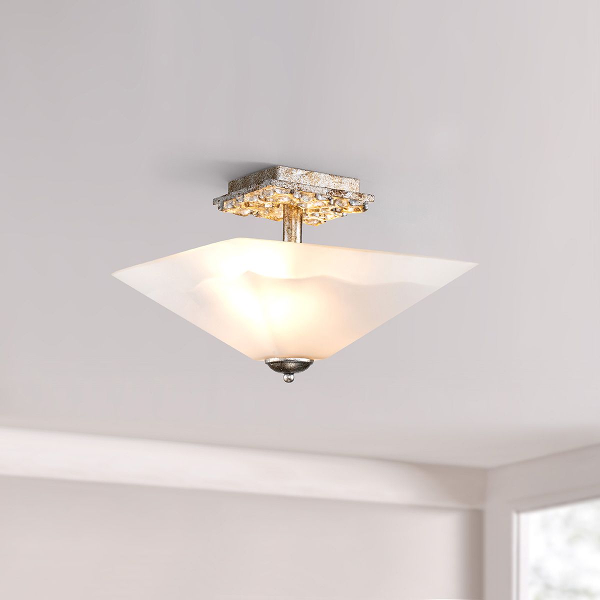 Star Silver Flush Ceiling Light